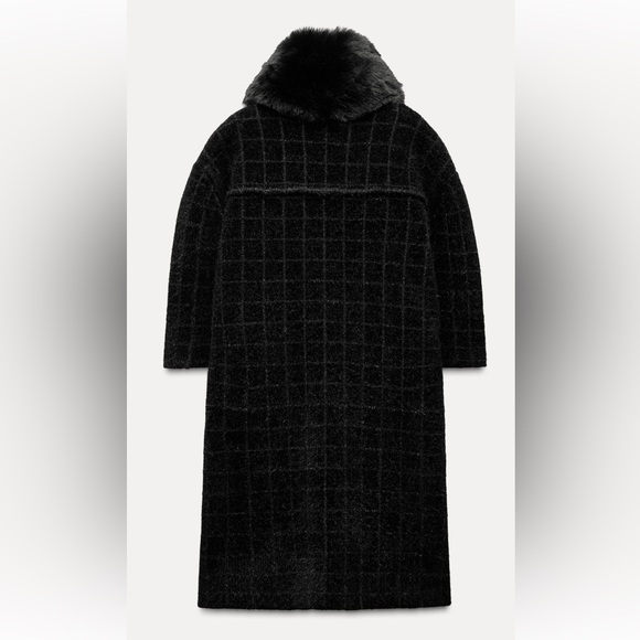 ZARA KNIT COAT WITH FAUX FUR COLLAR - Picture 8 of 10